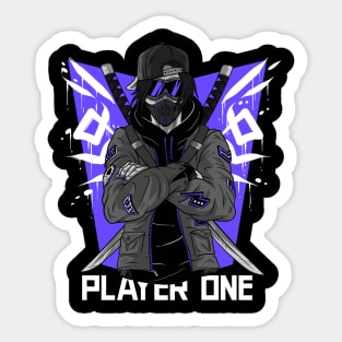 Player One Video Game Hero Urban Warrior Katana Sticker